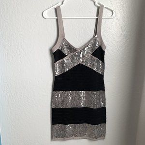 Say What? + Black and Silver + Sequin Dress, Size Small